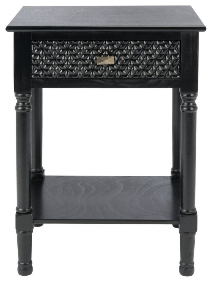 Aurum One Drawer Accent Table Black   Traditional   Side Tables And End Tables   by AED Luxury Home Decor  Houzz