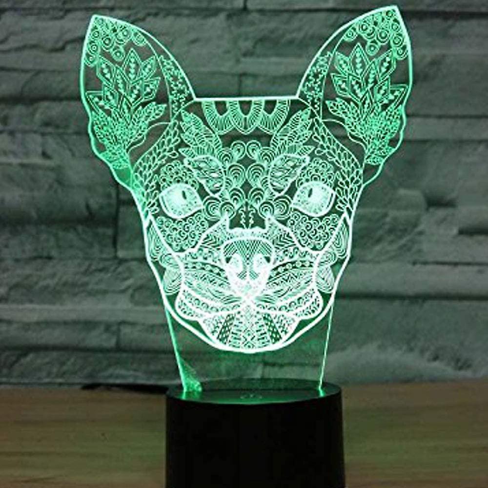 Abstractive 3d Chihuahua Dog Optical Illusion Night Light 7 Color Change Touch Switch Usb Powered Led Acrylic Desk Lamp For Christmas Thanksgiving