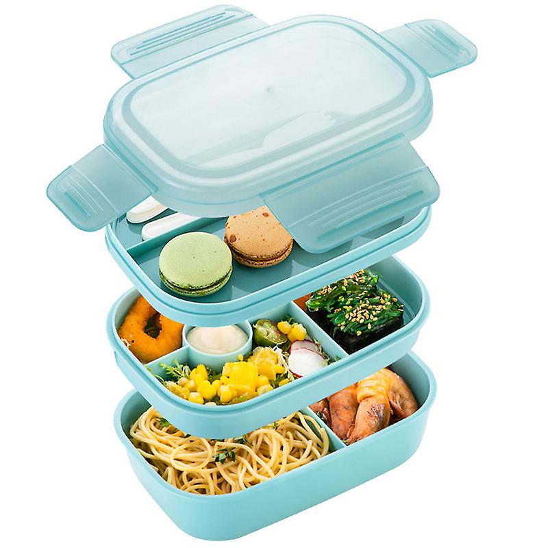 Stackable Bento Box 3 Layers All-in-One Lunch Containers with 8 Compartments for Adults and Kids