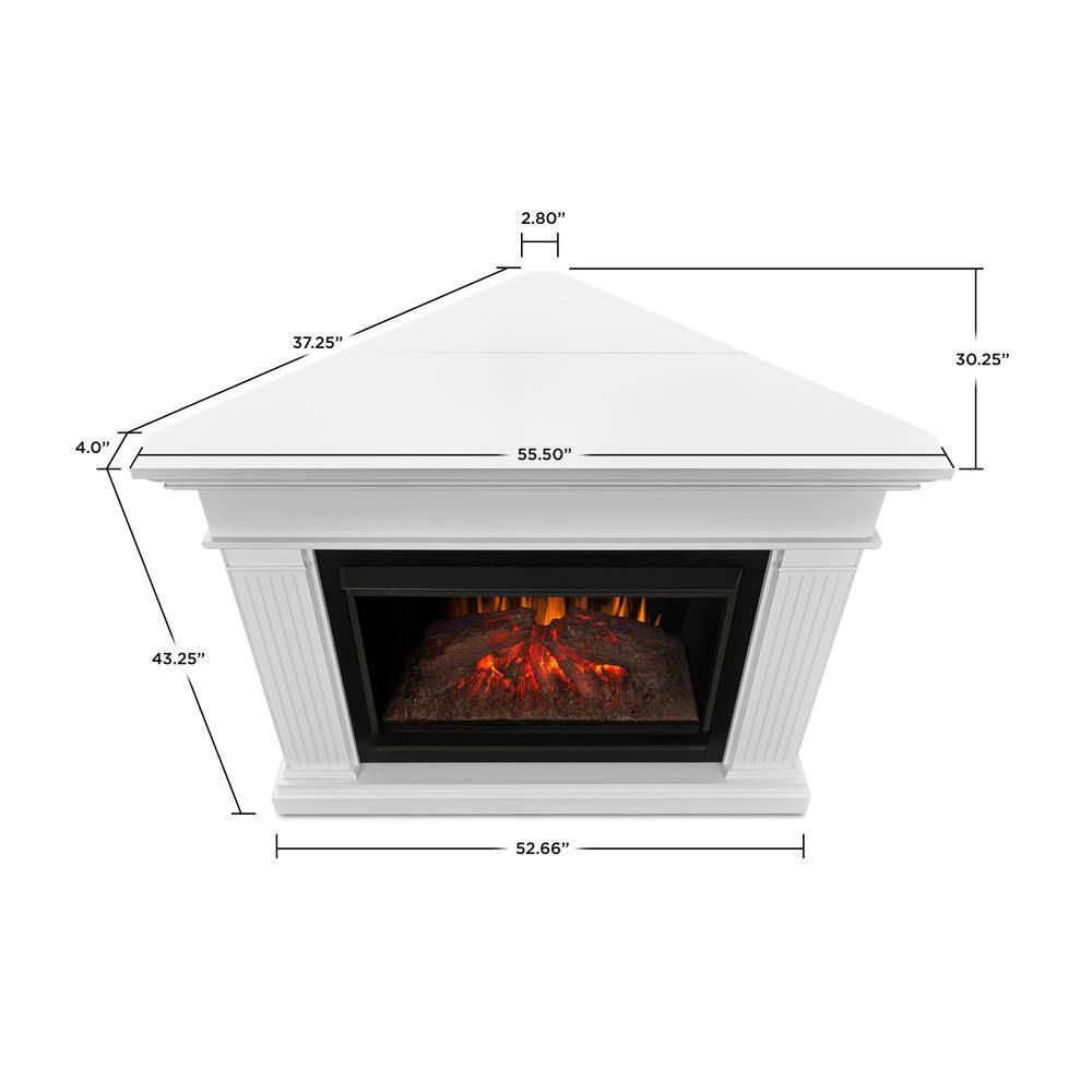 Real Flame Kennedy Grand 56 in. Corner Electric Fireplace in Dark White 8050E-W