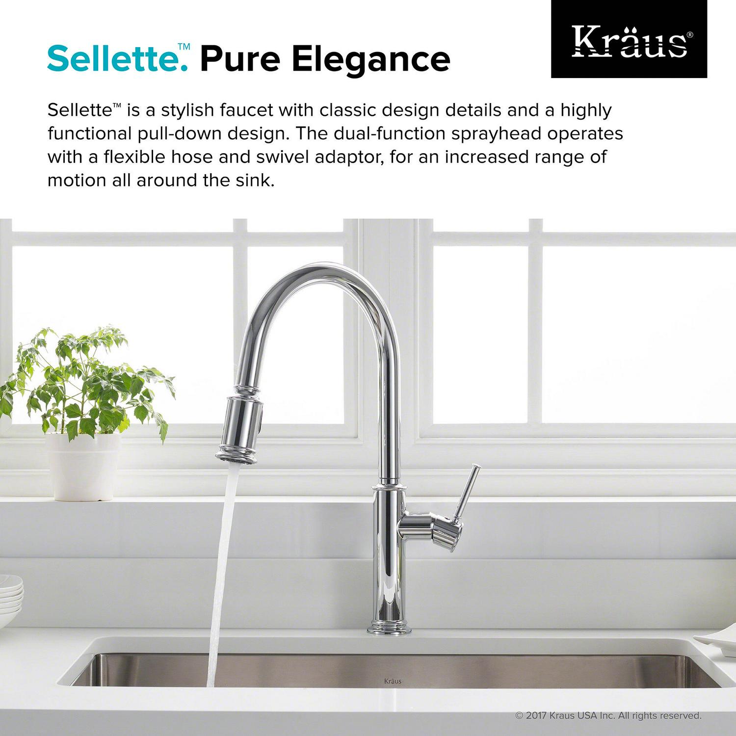 KRAUS Sellettea c Single Handle Pull Down Kitchen Faucet with Dual Function Sprayhead in Chrome Finish