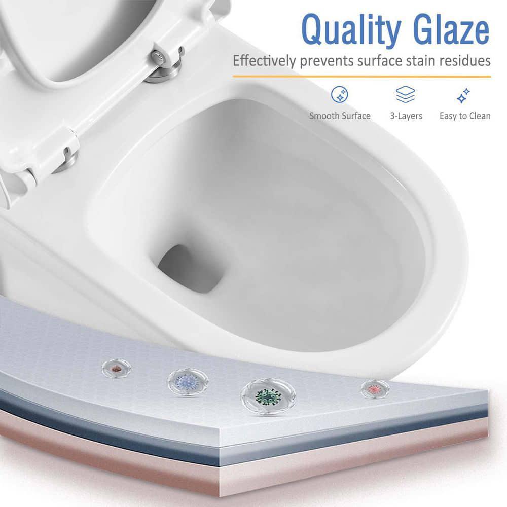 INSTER 1piece 1116 GPF Top Button Dual Flush Elongated Toilet in White Include Seat and Lid and Bidet Sprayer