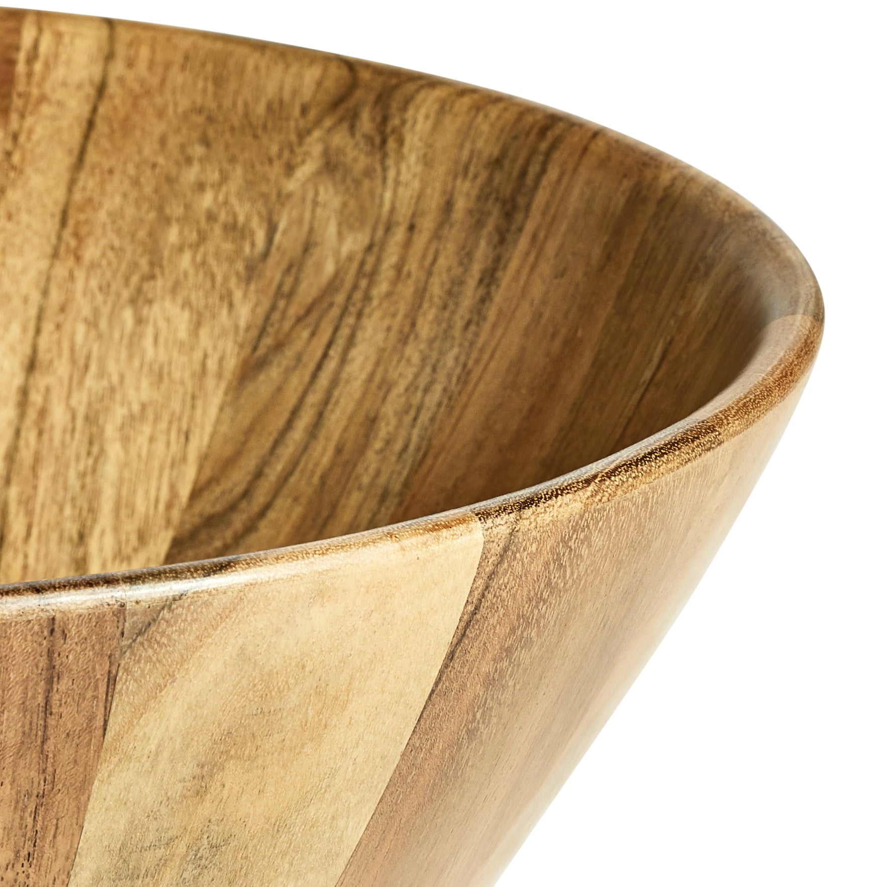 Better Homes and Gardens- Acacia Wood Large Angled Bowl， Natural Finish