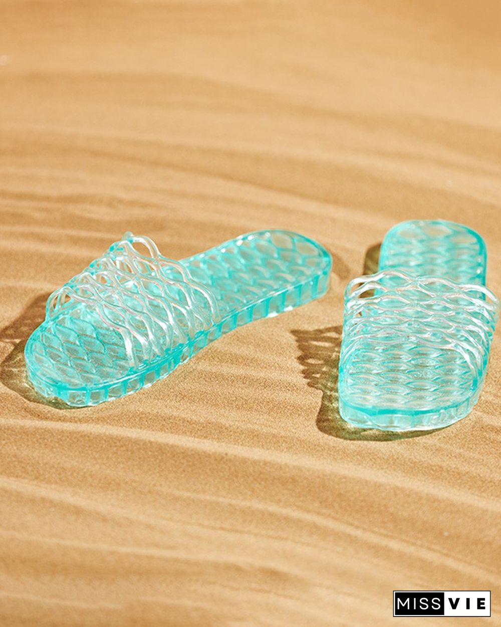 Clear Perspex Cutout Open Toe Casual Slipper