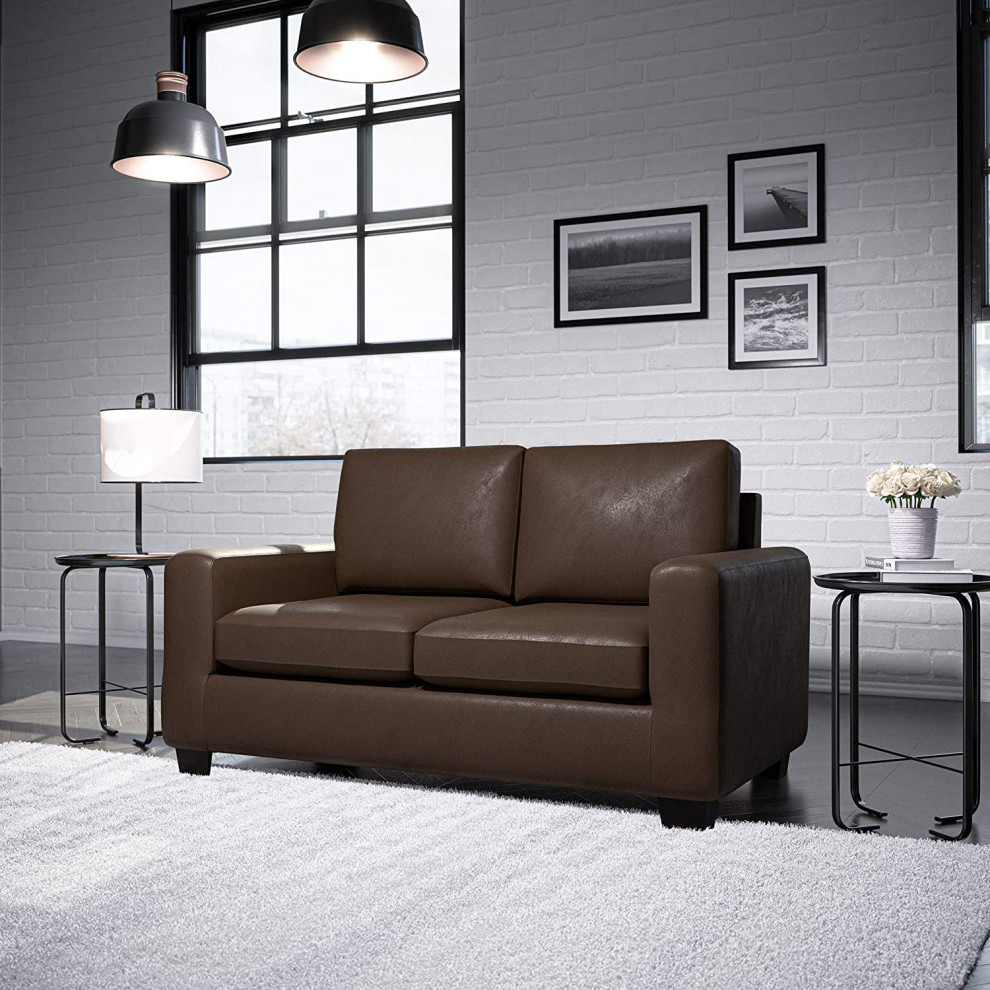 Contemporary Loveseat  Cushioned Seat and Back With Flared Arms   Transitional   Loveseats   by Declusia  Houzz