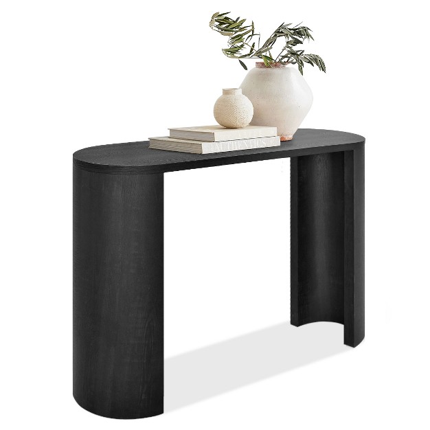 Convertible Double Pedestal Legs With Manufactured Wood Foild With Grain Paper Simplicity Rectangle Console Table the Pop Maison