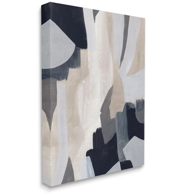 Stupell Industries Layered Organic Abstract Shapes Blue Beige Gallery Wrapped Canvas Wall Art 16 X 20