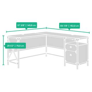 SAUDER Steel River Carbon Oak L-Shaped Desk 423976