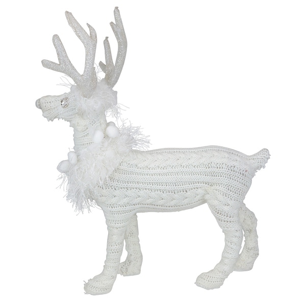 Cable Knit Sweater Standing Reindeer Christmas Figure