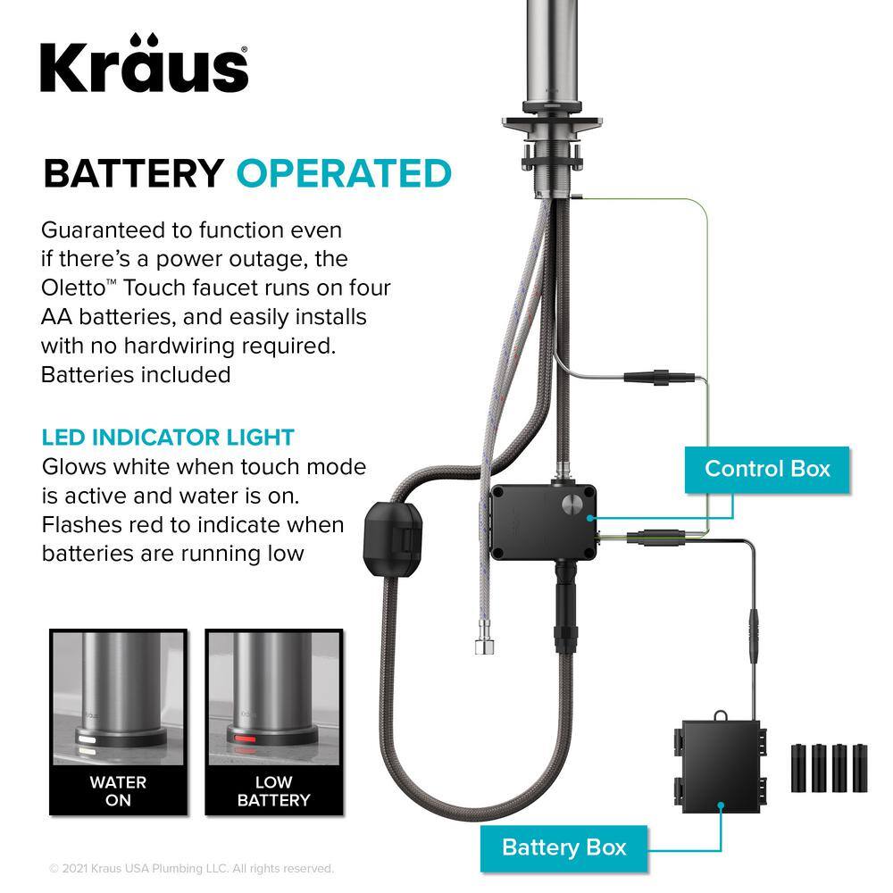 KRAUS Oletto Single Handle Touch Pull Down Sprayer Kitchen Faucet in Matte Black KTF-3101MB