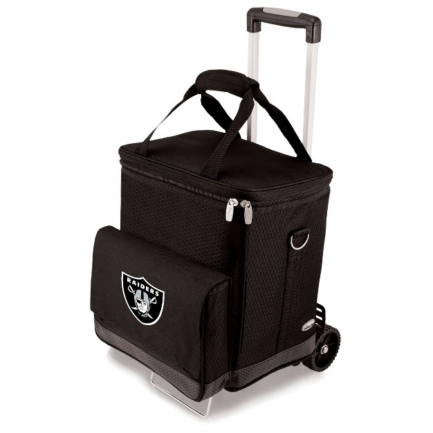 Nfl Las Vegas Raiders Cellar Six Bottle Wine Carrier And Cooler Tote With Trolley