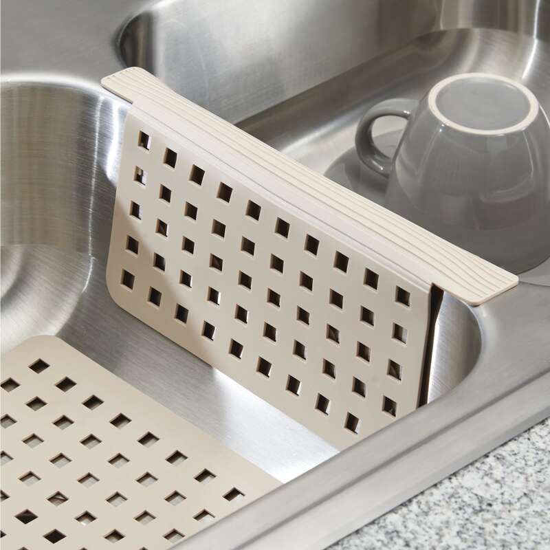 iDesign Taupe Plastic Sink Divider Mat