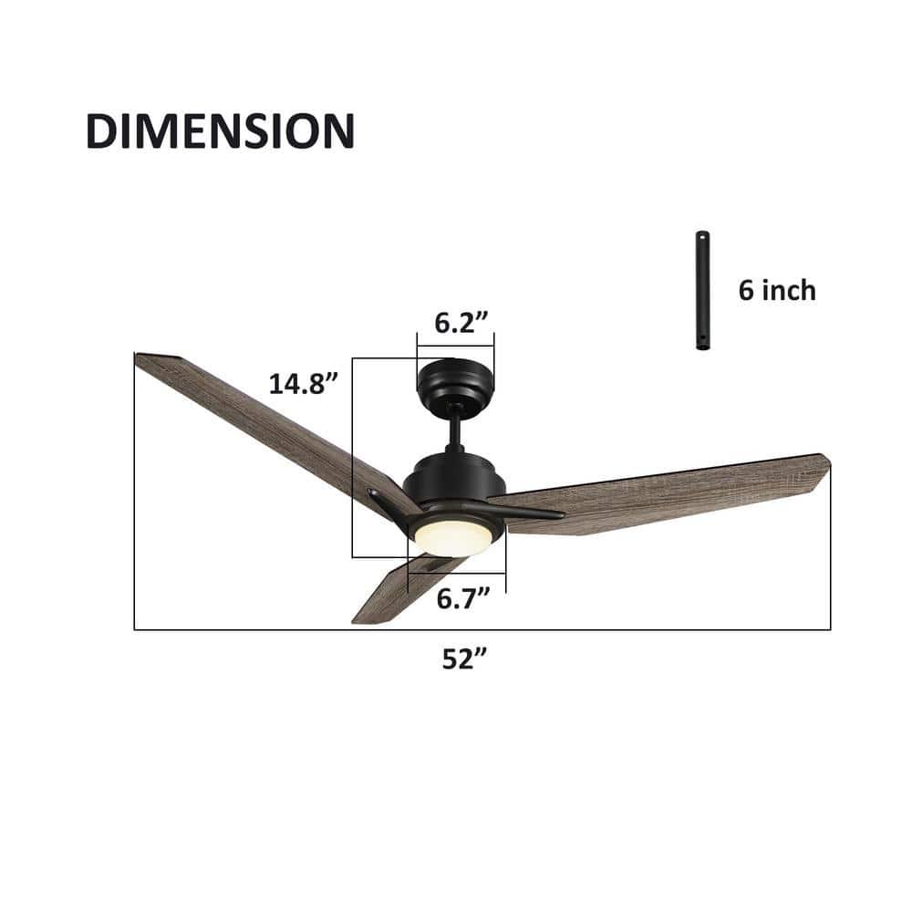 CARRO Tilbury 52 in Integrated LED IndoorOutdoor Black Smart Ceiling Fan with Light and Remote Works with AlexaGoogle Home