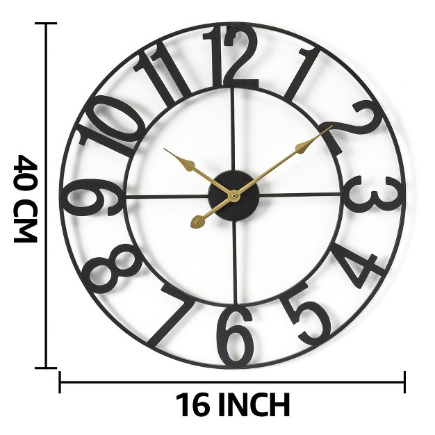 Sorbus Large Wall Clock For Living Room Decor Numeral Wall Clock For Kitchen 16 inch Wall Clock Decorative black