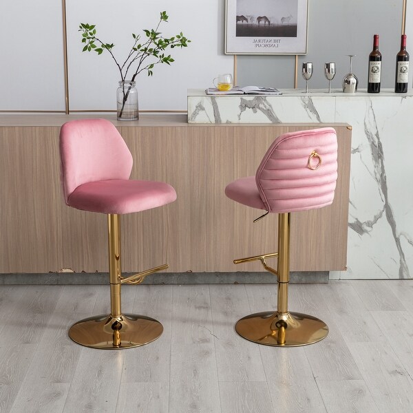 Swivel Bar Stools Chair with Ring Pull Set of 2