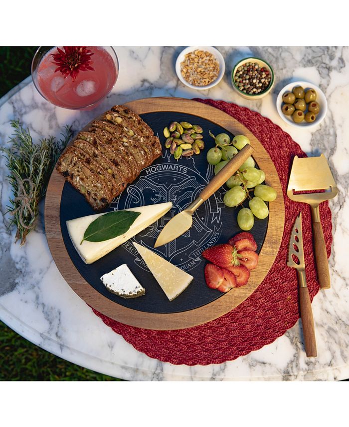 Toscana Harry Potter Hogwarts Insignia Acacia and Slate Charcuterie Board with Cheese Tools