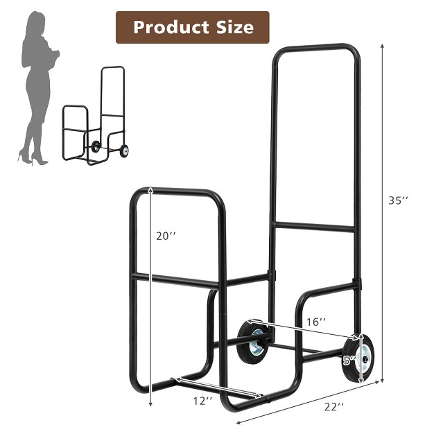 Costway Firewood Storage Rack Wood Mover Hauler Fire Rack Caddy Cart