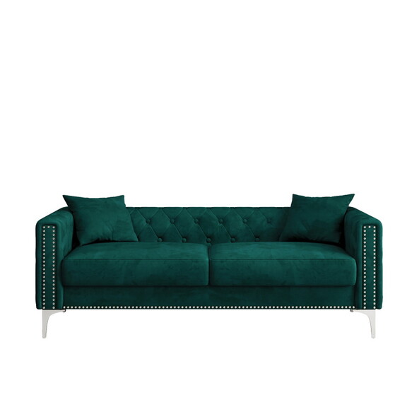 2155 sofa includes 2 pillows 78 green velvet sofa...