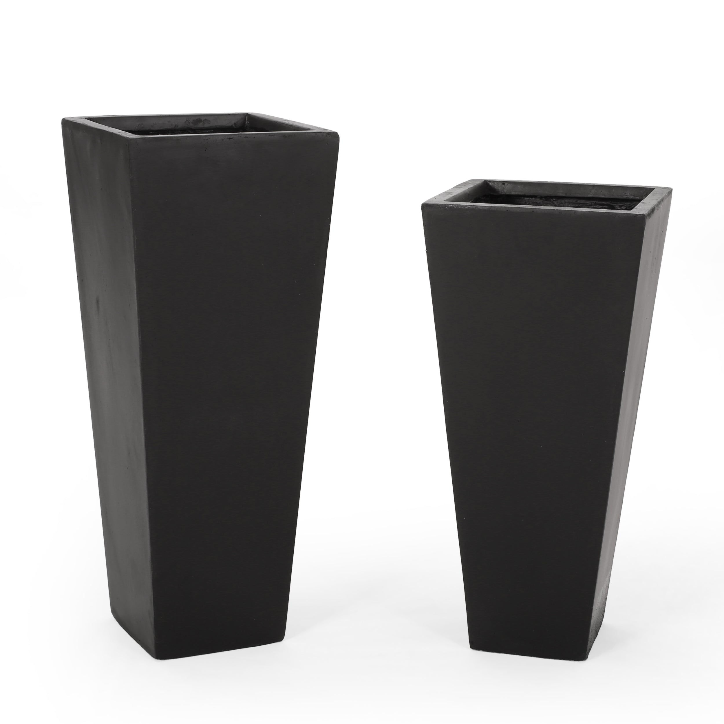 Fardeen Outdoor Modern Large and Medium Cast Stone Planter Set