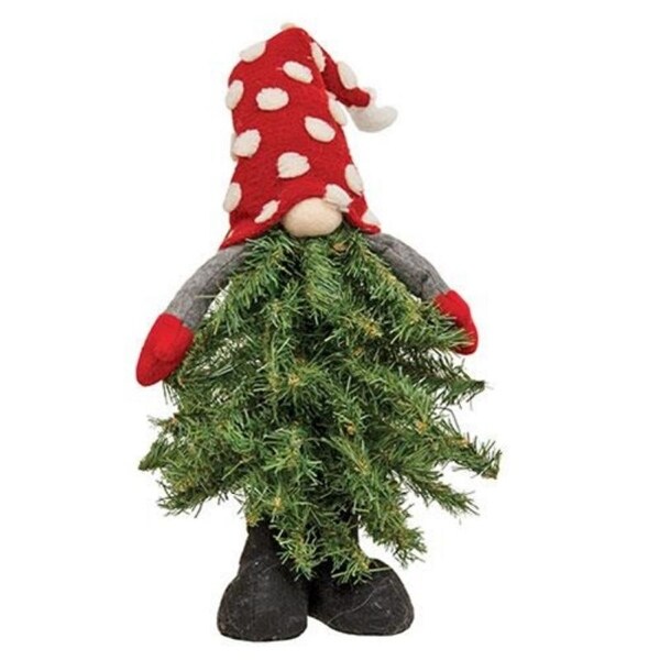 Standing Polka Dot Christmas Tree Gnome with LED Lights