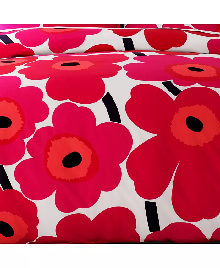 Marimekko Unikko Cotton Reversible 3 Piece Comforter Set， Full Queen