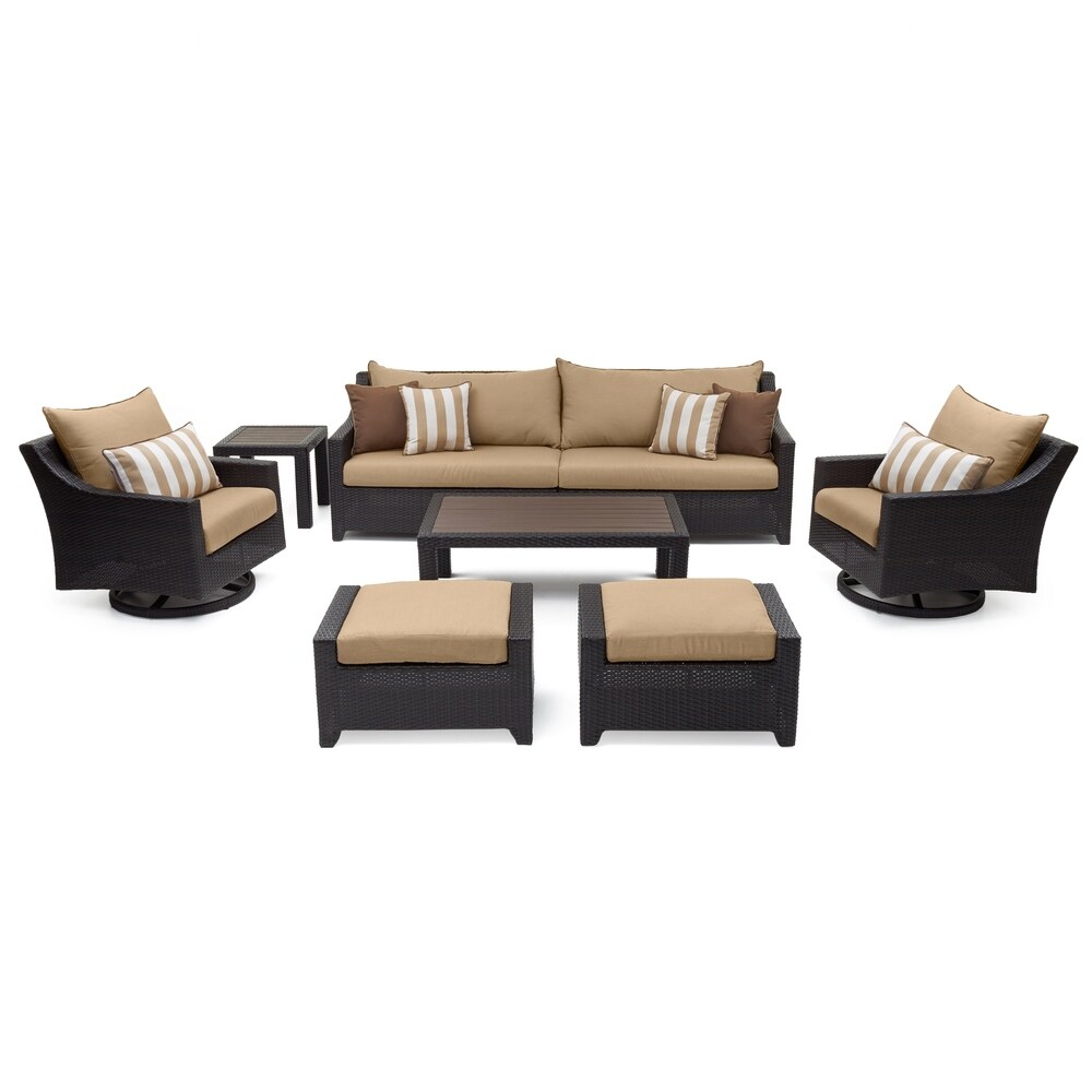 Deco 8 Piece Sunbrella Outdoor Patio Deluxe Sofa And Club Chair Set   Maxim Beige