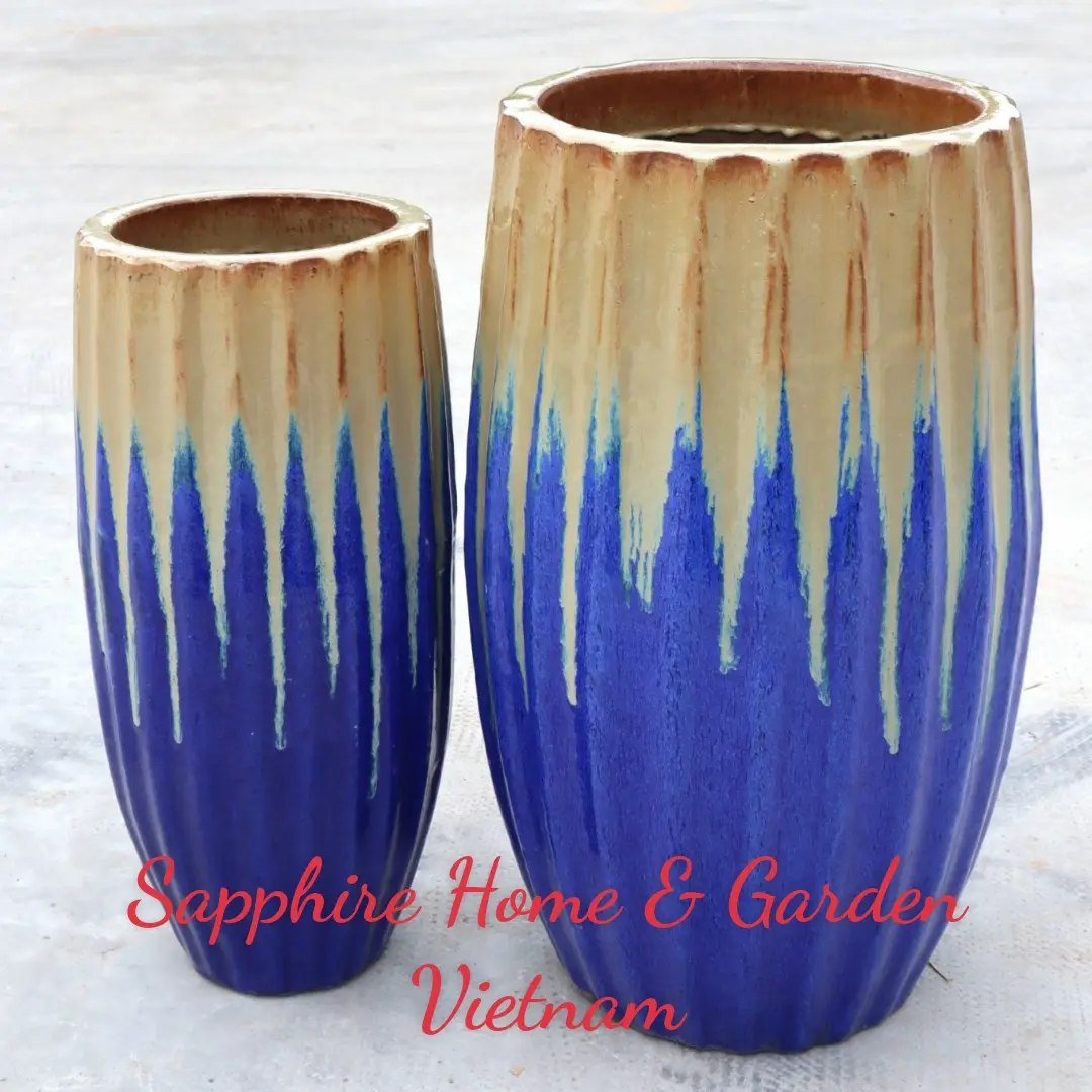 Quality outdoor Ceramic Pots for plants Glazed coated Vietnamse pots modern style Atlantis finishing wholesale pottery pots