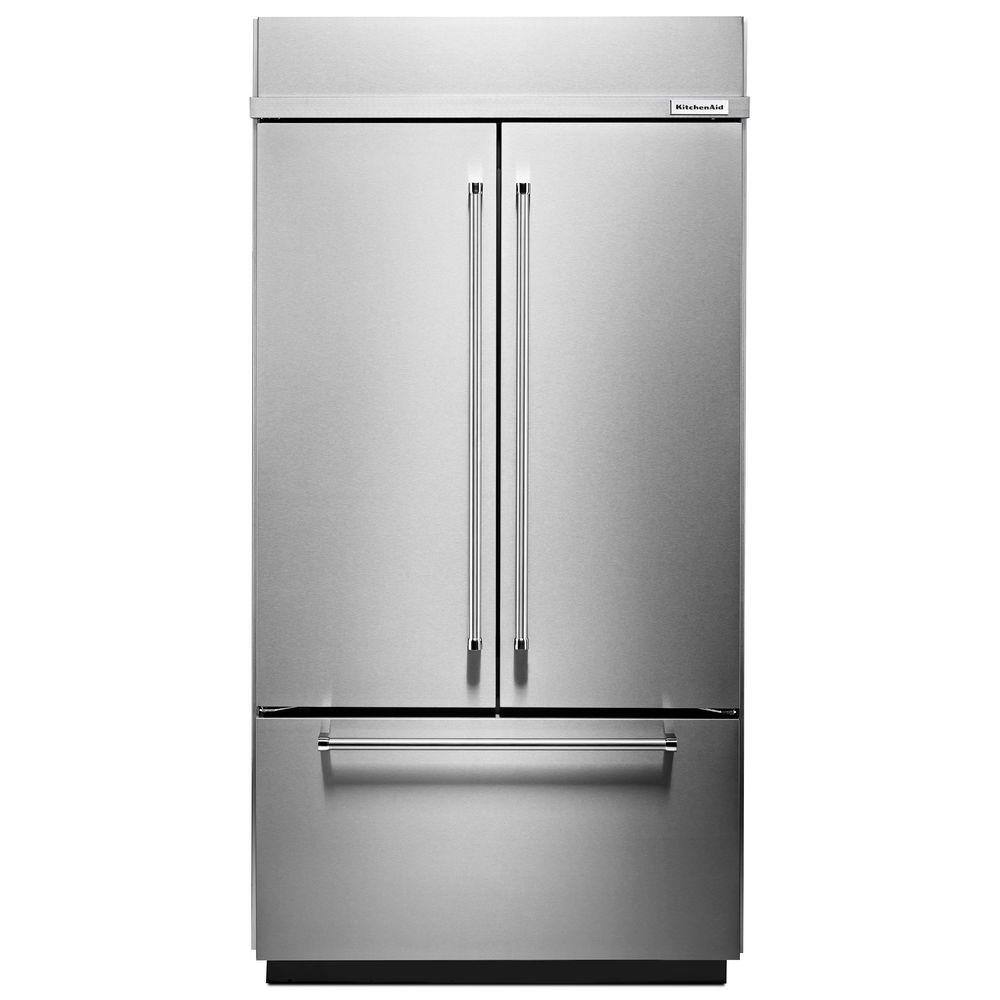 KitchenAid 24.2 cu. ft. Built-In French Door Refrigerator in Stainless Steel Platinum Interior KBFN502ESS