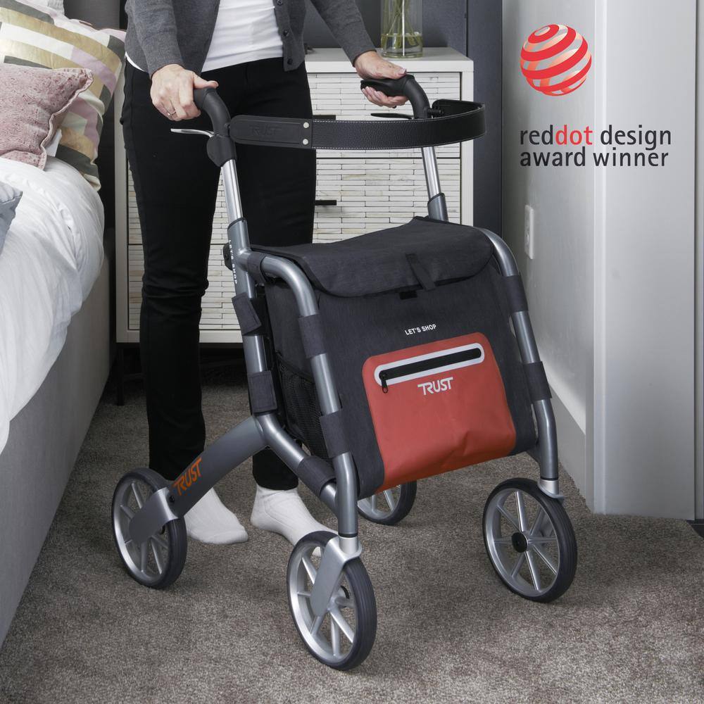 Stander Trust Care Let's Shop 4-Wheel Folding Rollator with Storage Bag and Seat in Gray 4900-GR