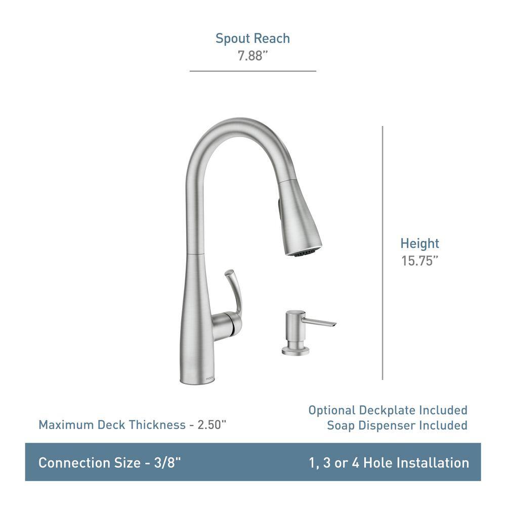 MOEN Essie Single-Handle Pull-Down Sprayer Kitchen Faucet with Reflex and Power Clean in Chrome 87014