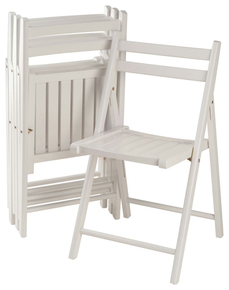 Robin Set of 4 Folding Chair Set  White   Transitional   Folding Chairs And Stools   by Beyond Design  ampMore  Houzz