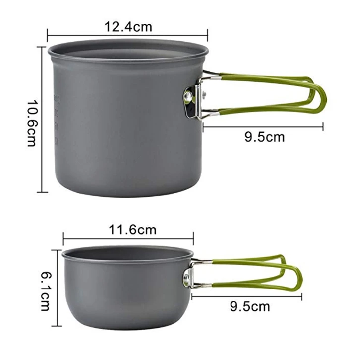 Outdoor Portable Foldable Durable BBQ Picnic Accessories Camping Cooking Pot Cookset For Hiking Traveling