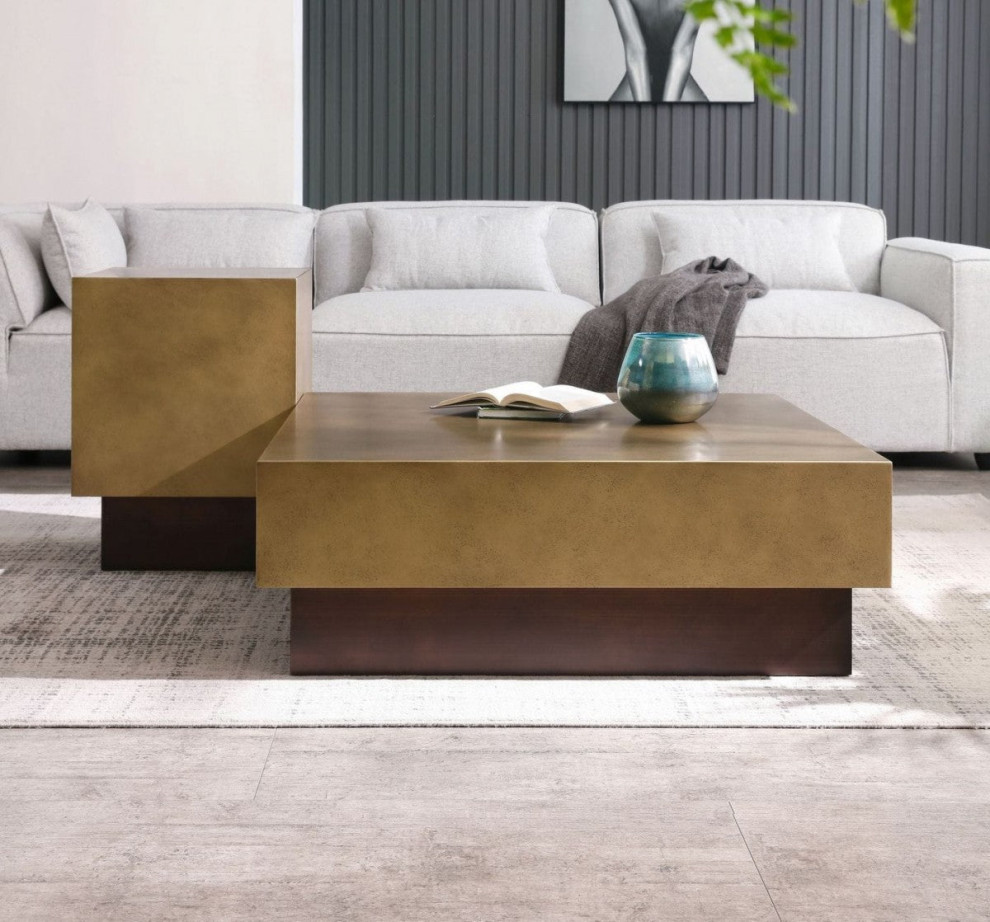 Xeni Modern Metal and Antique Copper Coffee Table   Transitional   Coffee Tables   by V.S.D Furniture  Houzz