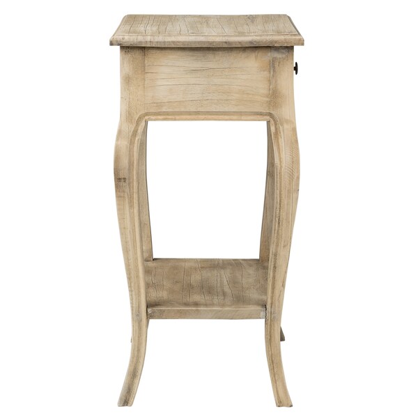 Unfinished Mindi Wood Side Table with Drawer