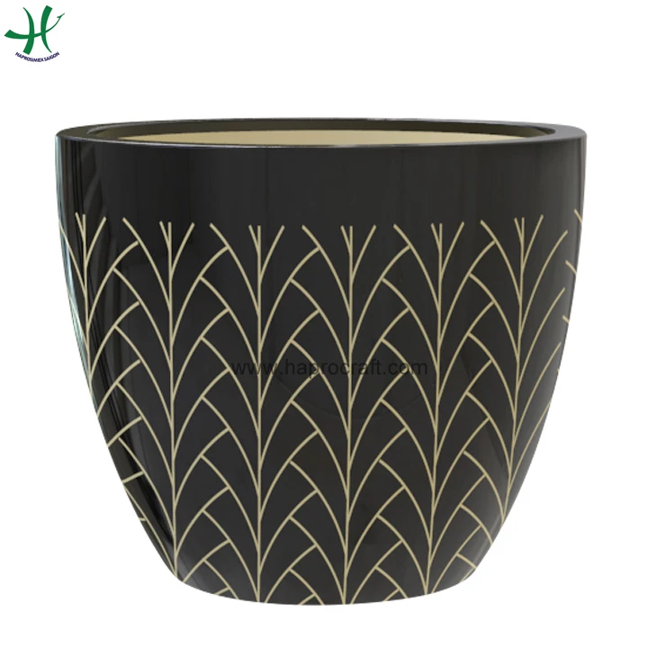 Wholesale custom design black flower plant pots  garden planter supplies decorations for home