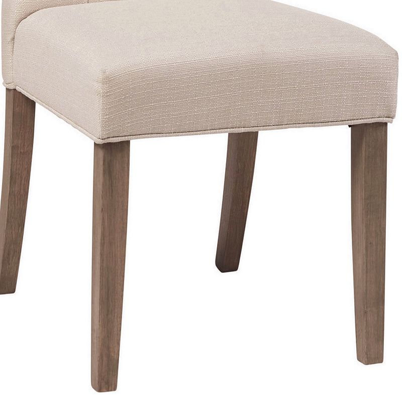 Fabric Dining Chair with Button Tufted Back， Set of 2， Beige