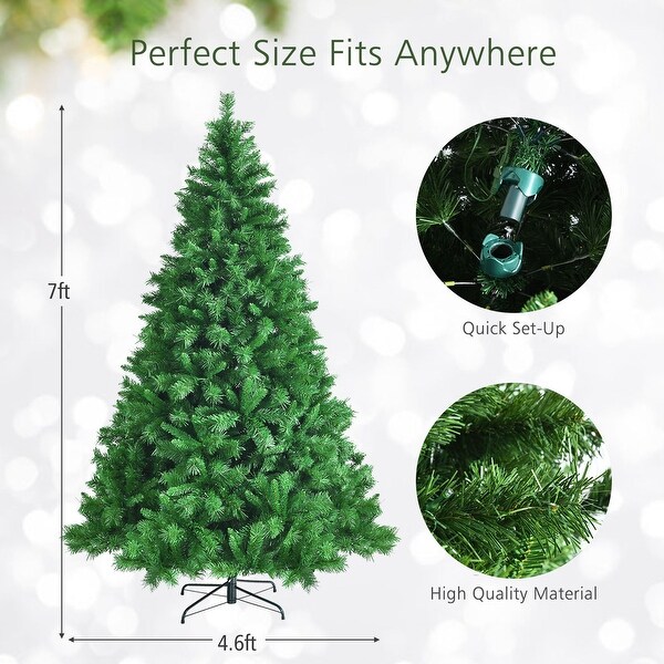 Gymax 6/7/9 FT PreLit Artificial Christmas Tree Hinged Xmas Tree w/ 8