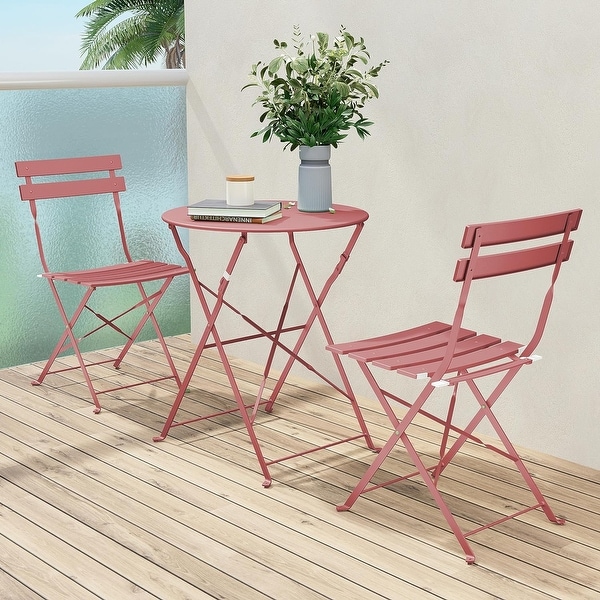 3Piece Bistro Set Folding Outdoor Furniture Sets with Premium Steel Frame Portable Design for Bistro and Balcony