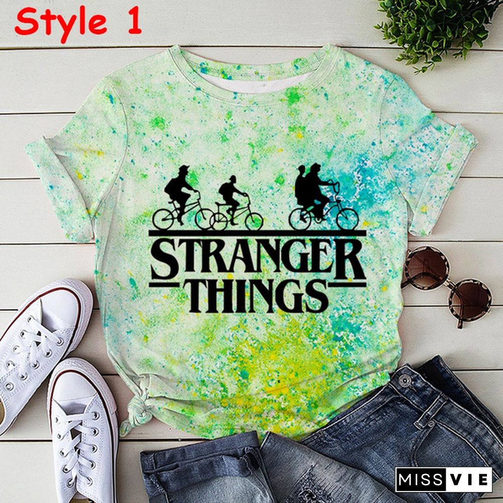 New Stranger Things 3D T Shirt Unisex Casual Tie Dye Short Sleeve Teenager Fashion Streetwear Round Neck Shirt Tee