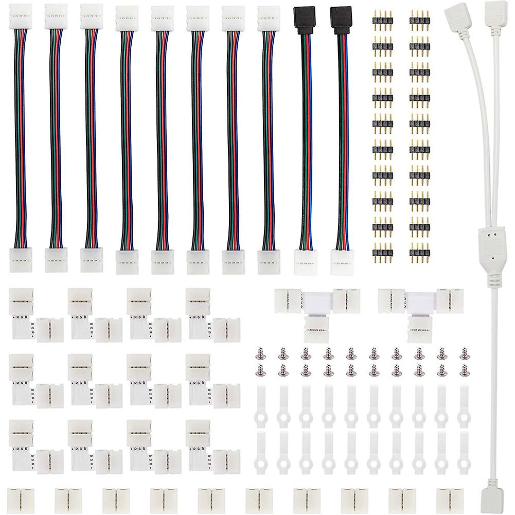 95pcs 5050 Rgb Led-strip Connector Kit With T-shaped L-shaped Strip-jumpers Led-strip Accessory Light Wire Connection Terminal-splice Tool No.199709