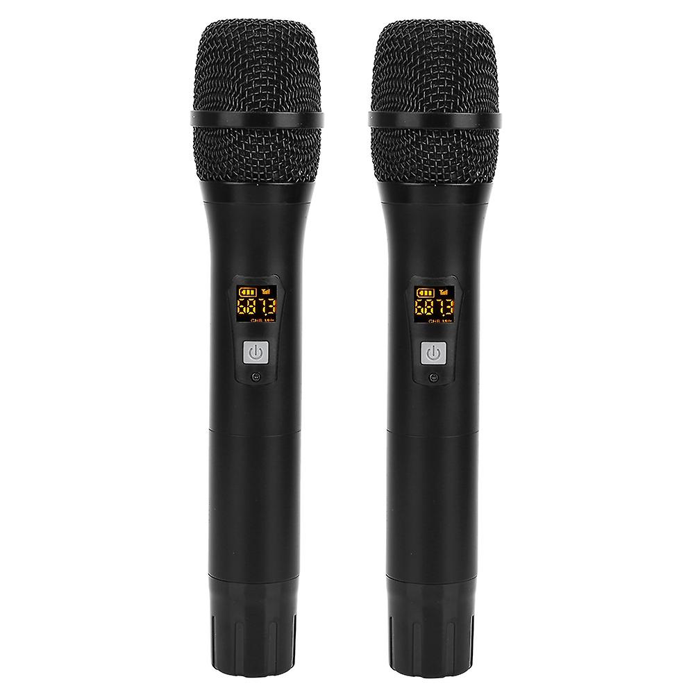 2pcs 25 Channels Black Metal Handheld Wireless Microphone With Mini Receiver(built-in Battery)