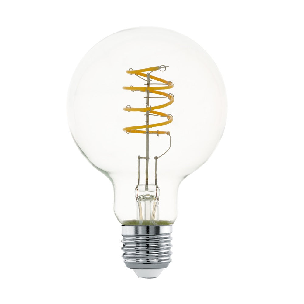 EGLO 12696 LED 4W Globe G80 E27 ES Clear Spiral Filament Lamp 400lm 2700k