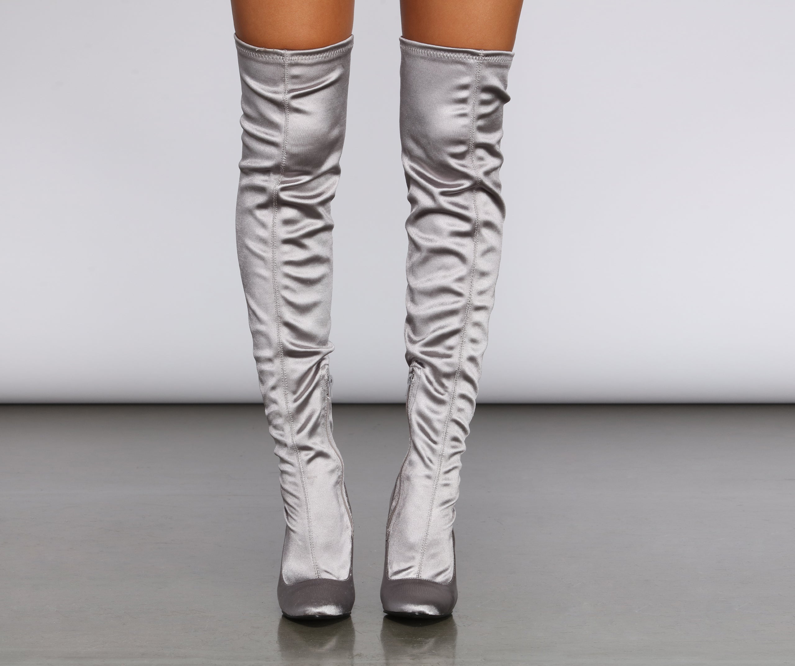 Satin Over The Knee Boots