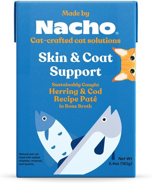 Made by Nacho Skin and Coat Support Sustainably-Caught Herring and Cod Recipe in Bone Broth Pate Wet Cat Food