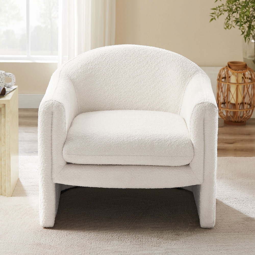 VANOMi 31.2 Inch Nordic Wide Boucle Upholstered Barrel Accent Chair