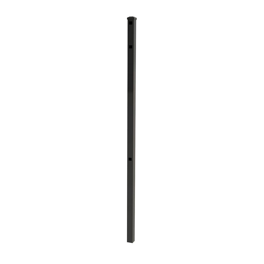 FORGERIGHT 79 in. H 3-Rail Deluxe Black Aluminum EndGate Fence Post with Cap 836133