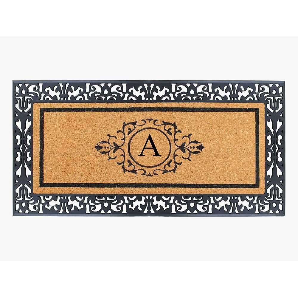 A1HC Natural Coir Monogrammed Door Mat for Front Door  Heavy Duty Welcome Doormat   30\