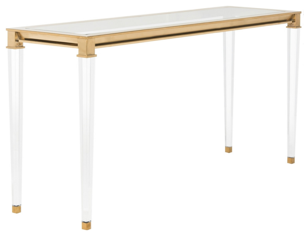 Envee Acrylic Console Table Brass   Modern   Console Tables   by Virgil Stanis Design  Houzz