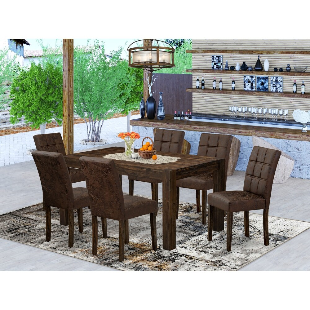 East West Furniture Dinette Set Includes a Rectangle Rustic Wood Table and Chairs  Distressed Jacobean (Pieces Options)