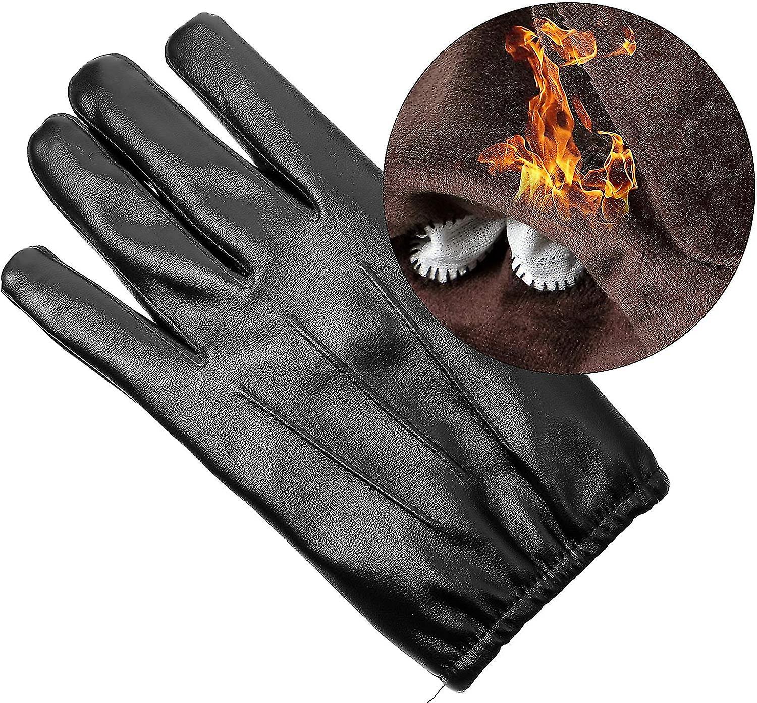 2 Pairs Faux Leather Touchscreen Motorcycle Gloves Warm Driving Gloves